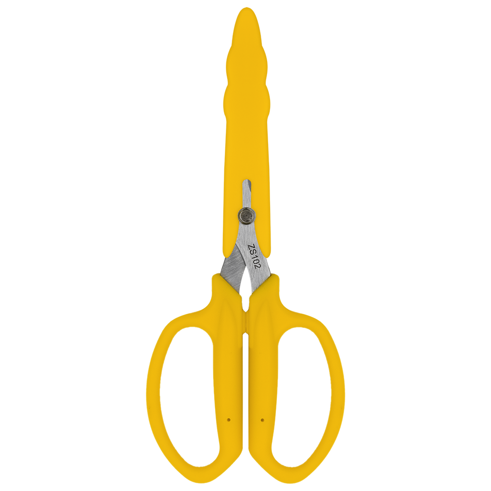 Zenport ZS102 Floral Scissors With Safety Cap, 2.75 Inch Carbon Steel Blades, Yellow