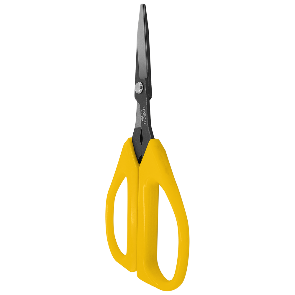 Zenport ZS109 Garden Scissors for Fruit, Grapes, and Trimming, 6.5-Inch, 1.4 Inch Carbon Steel Blades, Yellow