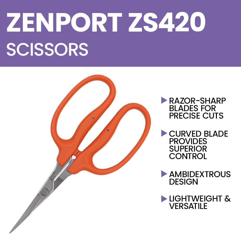 Zenport ZS420 Curved MasaMasa Trim Scissors, 1.4 Inch Stainless Steel Blades, Orange