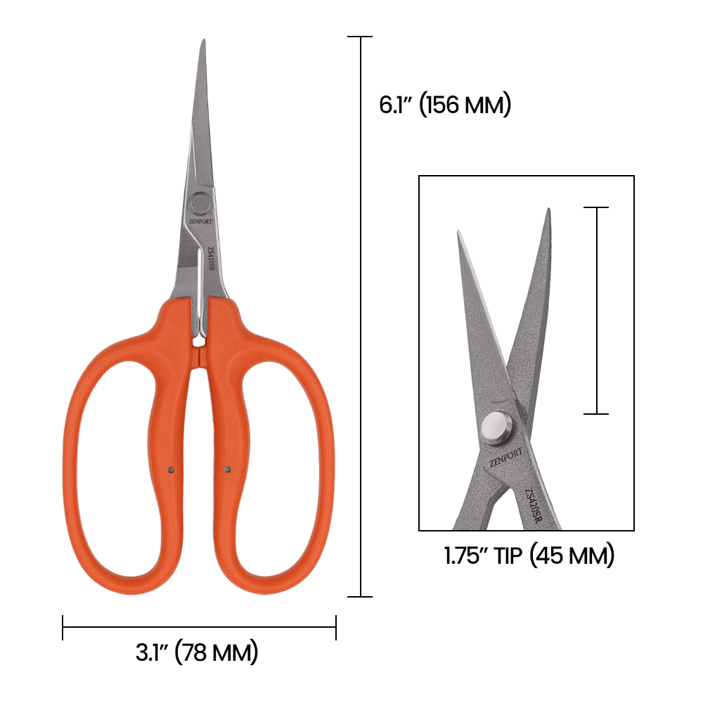 Tijeras de masa Zenport ZS420SR curvas con revestimiento de flúor, hojas de acero inoxidable de 3,5 cm, color naranja